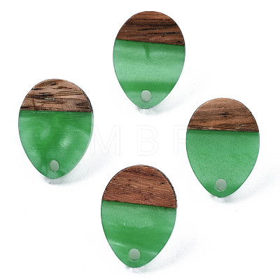 Resin & Walnut Wood Stud Earring Findings MAK-N032-006A-H03-1