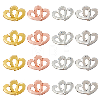 16 Sets 4 Colors Brass Two Loops Heart Interlocking Clasps for DIY Jewelry KK-FH0004-13-1