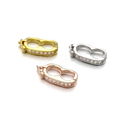 Rack Plating Brass Micro Pave Cubic Zirconia Twister Clasps ZIRC-I012-16-RS-1