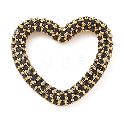 Rack Plating Brass Micro Pave Cubic Zirconia Heart Linking Rings KK-A234-005G-1