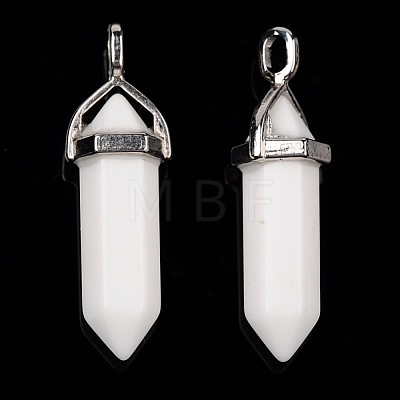 Bullet Imitation Jade Glass Pointed Pendants X-G-F295-01-1