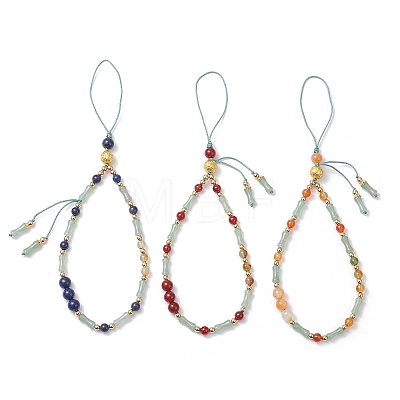 Natural Lapis Lazuli & Carnelian & Peacock Green Agate Mobile Straps HJEW-JM03425-1