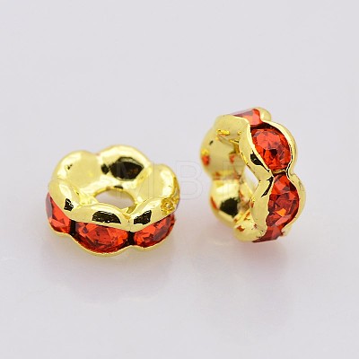 Brass Rhinestone Spacer Beads RB-A014-L6mm-20G-NF-1