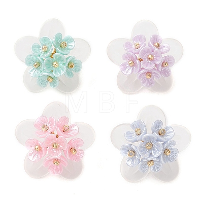 4Pcs Frosted Acrylic Bead Caps Pendants PALLOY-MZ01310-1