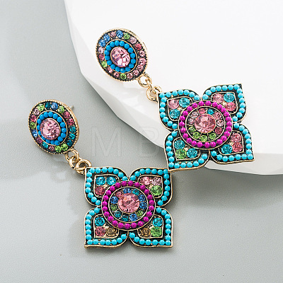 Bohemia Alloy Rhinestone Stud Dangle Earrings for Women WG793A0-01-1