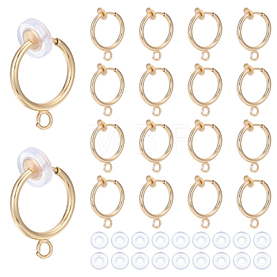 28Pcs Brass Clip-on Hoop Earring Findings KK-ME0001-30G-1