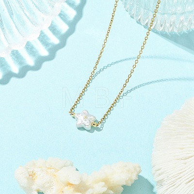 Natural Baroque Keshi Pearl Pendant 304 Stainless Steel Cable Chain Necklaces for Women NJEW-JN06225-01-1