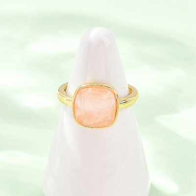 Natural Rose Quartz Finger Rings with Brass Findings G-H353-04G-06-1