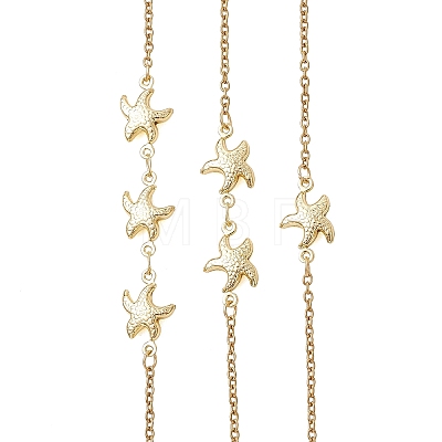 3Pcs 3 Styles Summer Beach 304 Stainless Steel Starfish Link Anklets for Women AJEW-AN00767-1