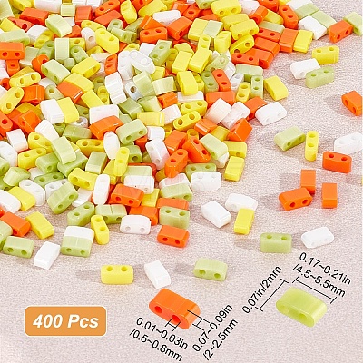 800Pcs 4 Colors 2-Hole Glass Seed Beads SEED-CN0001-04-1