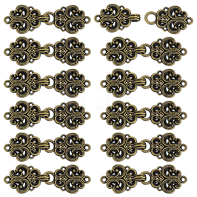 12 Pairs Vintage Alloy Buckle for Clothing & Bags FIND-PH0038-72AB-1