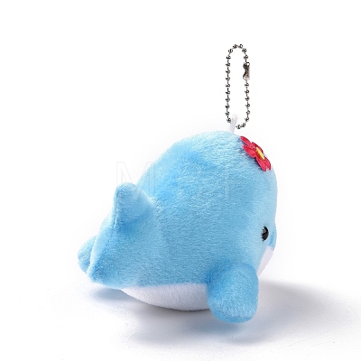 PP Cotton Mini Animal Plush Toys Dolphin Pendant Decoration X-HJEW-C002-01C-1