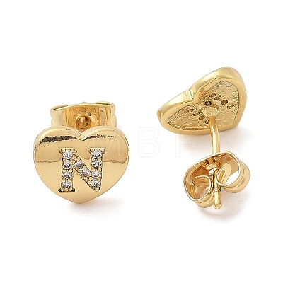 Rack Plating Brass Micro Pave Clear Cubic Zirconia Stud Earrings EJEW-K299-01G-N-1