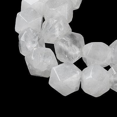 Natural Quartz Crystal Star Cut Round Beads Strands G-M418-C18-01-1