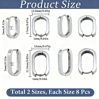 8 Pairs 2 Colors 304 Stainless Steel Huggie Hoop Earrings STAS-SC0021-28P-1