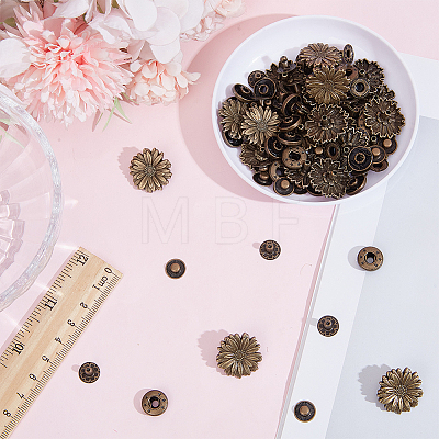 20 Bags Flower Alloy Snap Buttons BUTT-CY0001-36-1