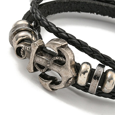 PU Imitation Leather Braided Cord Bracelets BJEW-P329-01B-AS-1