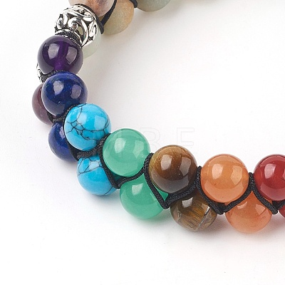 Chakra Natural Flower Amazonite Braided Bead Bracelets BJEW-O164-A08-1