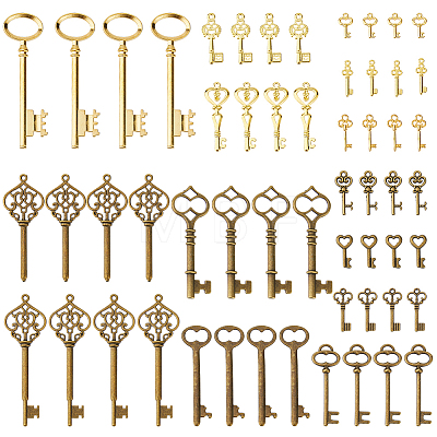 64Pcs 14 Styles Alloy Pendants FIND-DC0008-39-1