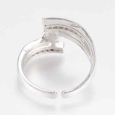 Adjustable Brass Cuff Rings ZIRC-F076-04P-1