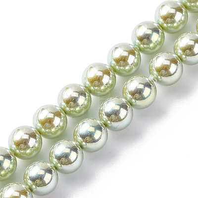 UV Plating Pearlized Glass Pearl Beads Strands GLAA-F128-01A-T14-1