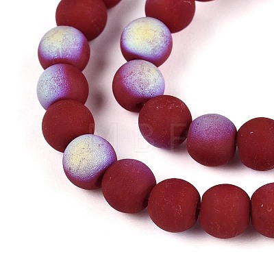 Frosted Opaque Glass Beads Strands GLAA-T032-P4mm-MBB05-1