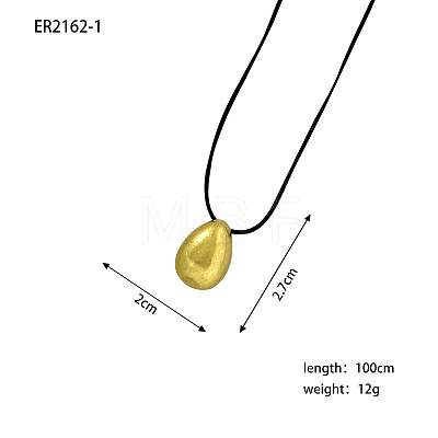 Alloy Teardrop Pendant Adjustable Black Waxed Cord Necklaces WGBB1F9-01-1
