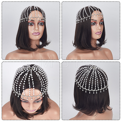 1Pc Plastic Pearl Mesh Headbands OHAR-GA0001-21-1
