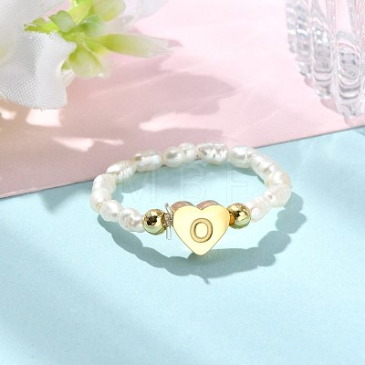 Natural Freshwater Pearl & 304 Stainless Steel Bead Finger Rings RJEW-FS00001-15-1