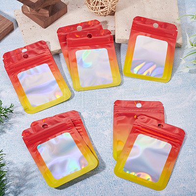 60Pcs Rectangle Glitter Holographic Plastic Resealable Packaging Bags ABAG-TA0001-97A-02-1