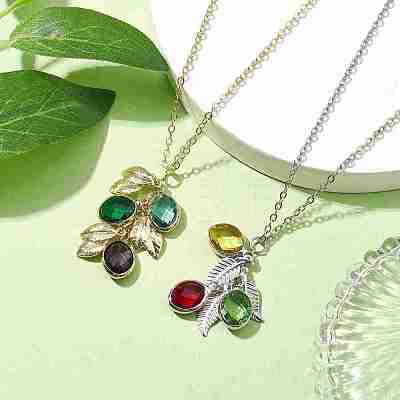 Stainless Steel and Glass Pendant Necklaces NJEW-JN04701-1