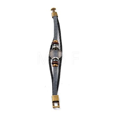 Braided Leather Cord Retro Multi-strand Bracelets BJEW-L616-20D-1