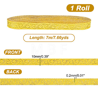 7M Polyester Jacquard Floral Ribbons SRIB-WH0011-136-1