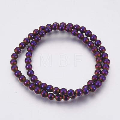 Electroplate Non-Magnetic Synthetic Hematite Beads Strands G-F585-C03-6mm-1