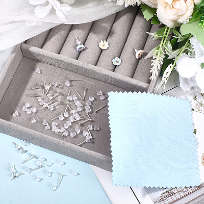 16Pairs 4 Styles 925 Sterling Silver Flat Pad Stud Earring Findings STER-BBC0009-08-1