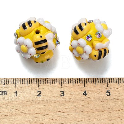 Polymer Clay Rhinestone Beads with Resin X-RESI-Z045-05-1