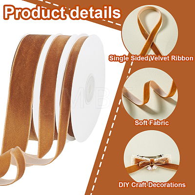 3 Rolls 3 Styles Single Face Velvet Ribbon OCOR-PH0002-87A-1
