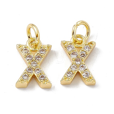 Real 18K Gold Plated Brass Micro Pave Clear Cubic Zirconia Charms KK-E068-VB452-X-1