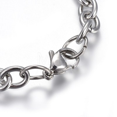 304 Stainless Steel Charm Bracelets BJEW-L637-20-P-1