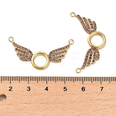 304 Stainless Steel Pave Rose Rhinestone Connector Charms STAS-L022-050G-01-1