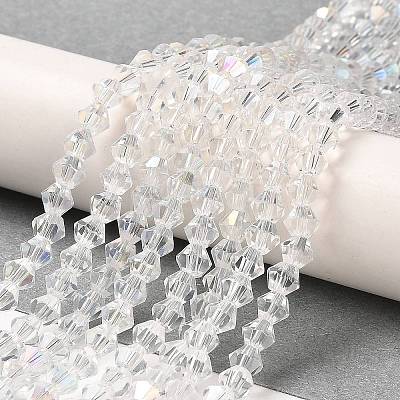 Transparent Electroplate Glass Beads Strands GLAA-F029-4mm-A13-1