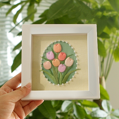 DIY Flower Pattern Photo Frame Embroidery Kits for Beginner PW-WG0A42E-02-1