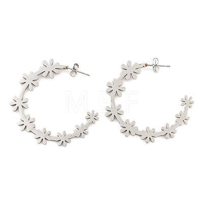 304 Stainless Steel Flower Stud Earrings EJEW-Q789-12P-1