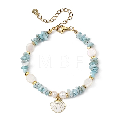 Shell Shape Alloy Enamel Charm Bracelets BJEW-JB13913-1