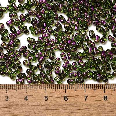 Spray Painted Glass Seed Beads SEED-F005-07A-05-1