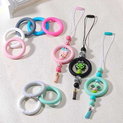 9Pcs Ring Food Grade Eco-Friendly Silicone Beads JX895I-1