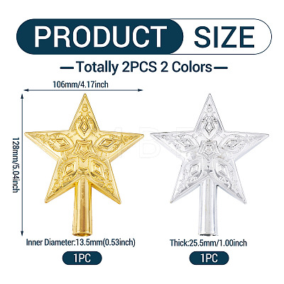 2Pcs 2 Colors Plastic Christmas Treetop Star Ornament AJEW-TA0003-49-1