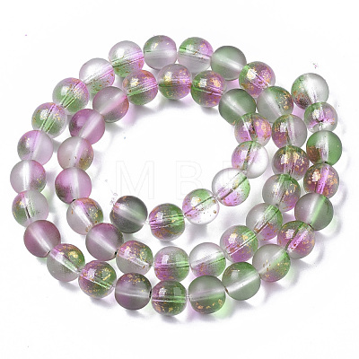 Frosted Spray Painted Glass Beads Strands GLAA-N035-03C-C01-1