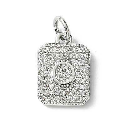 Rack Plating Brass Micro Pave Clear Cubic Zirconia Charms KK-G501-01O-P-1