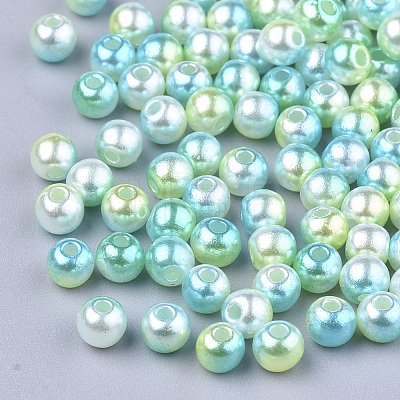 Rainbow ABS Plastic Imitation Pearl Beads OACR-Q174-5mm-03-1